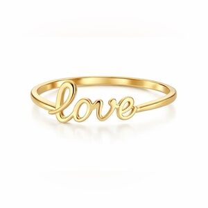 Gold Plated 'Love' Script Ring - Women Jewelry